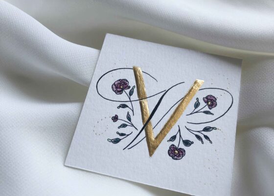 Allocco Design Norfolk, VA Calligraphy | Flourished Gold Calligraphy V